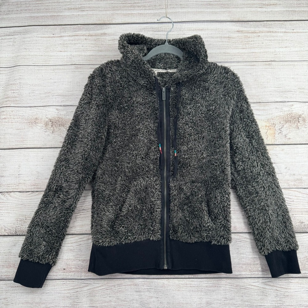 Roxy Teddy Fleece Hoodie Women XS Charcoal Grey ARJFT03401 Full Zip Sherpa